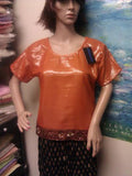 Blouse 0186 Choli Net Orange Shimmer Shieno Sarees