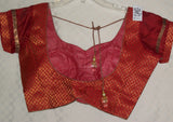 Choli 1903 Red Gold Brocade Medium Size Choli Saree Blouse