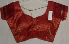 Choli 1903 Red Gold Brocade Medium Size Choli Saree Blouse