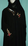 Abaya 1942 Black Crepe Embroidered L Dubai Abaya Bourqa Sheela Shieno