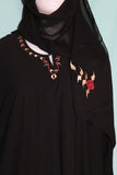 Abaya 1942 Black Crepe Embroidered L Dubai Abaya Bourqa Sheela Shieno