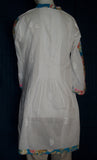 Blouse 2108 White Cotton Embroidered Kurti Tunic Top