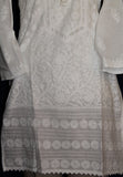 Blouse 2115 White Cotton Embroidered Kurti Top Tunic