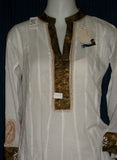 Blouse 2118  White Cotton Embroidered Kurti Tunic Top