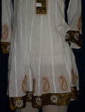 Blouse 2118  White Cotton Embroidered Kurti Tunic Top