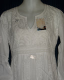 Blouse 2122 White Cotton Embroidered Kurti Tunic Top