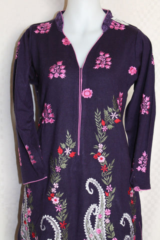 Blouse 2129 Purple Winter Wear Kurti Tunic Top