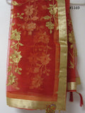 Scarf 2151169 Red Net Gold Zari Detail Fancy Dupatta Chunni Shawl