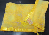 Scarf 2151171 Yellow Net Gold/Yellow Detail Fancy Dupatta Chunni Shawl