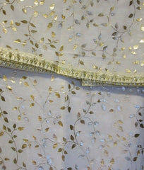 Scarf 2151102 White Georgette Golden Foil Print Fancy Dupatta Chunni Shawl