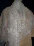 Scarf 2247 White Net Embroidered Dupatta Chunni Shawl Shieno Sarees