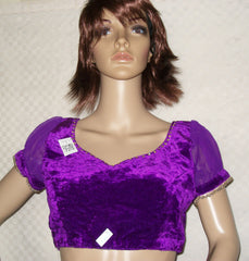 Choli 2291 Purple Velvet Sari Blouse Medium Size Shieno Sarees