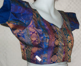 Choli Saree Blouse Blue Brocade