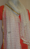 Scarf 2333 White Georgette Rhinestones Dupatta Chunni Shawl Shieno