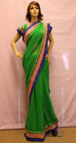 Saree 2379 Green Georgette Wedding Party Wear Sari Saris Shieno Sarees