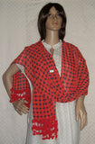 Scarf 2427 Red Blue Polka Dupatta Chunni Shawl Wrap Shieno