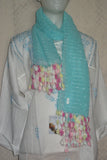 Scarf 2431 Blue Pom Pom Dupatta Chunni Shawl Wrap Shieno