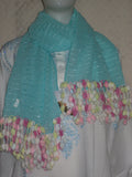 Scarf 2431 Blue Pom Pom Dupatta Chunni Shawl Wrap Shieno