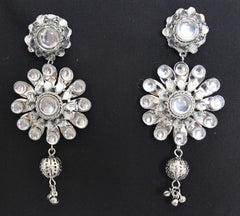 Earring 2539 Dangling Silver Crystals Indian Jewelry Shieno Sarees