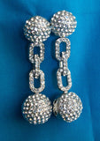 Earrings 2571 Silver Crystal Sphere Stud Earrings Shieno Sarees