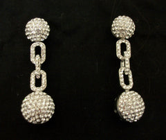 Earrings 2571 Silver Crystal Sphere Stud Earrings Shieno Sarees