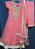 Girl’s 2689 Anarkali Melon Pink Indian Party Wear Shieno Sarees