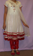 Girl’s Anarkali 2693 White Indian Clothing Shieno San Francisco Bay Area