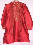 Boy’s 2711 Red Silk Kurta  8-15 Years Indian Clothing Shieno