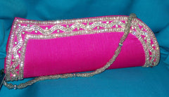 Clutch 2725 Pink Tussar Wedding Wear Clutch Purse Shieno Sarees