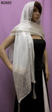 Silk Scarf 2885 Hand Painted Silver Dupatta Shawl Wrap Shieno Sarees