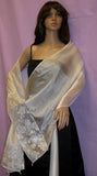 Silk Scarf 2893 Dupatta Stole Shawl Wrap White Roses Shieno Sarees