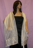 Silk Scarf 2894 Dupatta Shawl Wrap Stole White Silver Lace Shieno Sarees