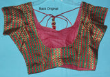 Choli 2914 Green Red Brocade Medium Size Choli Saree Blouse