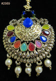 Tikka 2989 Gold Kundan Tikka Multi Color Stones and Pearls