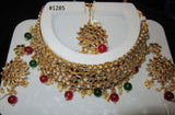 Necklace 3051285 Indian Designer Golden Necklace Set Shieno Sarees