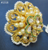 Ring 3051318 Indian Designer Finger Ring Golden Silver Stones Pearls Shieno Sarees