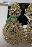 Earrings 3051330 Indian Designer Earrings Golden CZ Stones Shieno Sarees