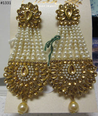 Earrings 3051331 Indian Designer Earrings Golden Gold Stones Pearls Shieno Sarees