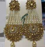 Earrings 3051331 Indian Designer Earrings Golden Gold Stones Pearls Shieno Sarees