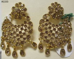 Earrings 3051333 Indian Designer Earrings Golden Gold Stones Shieno Sarees