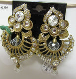 Earrings 3051336 Indian Designer Earrings Golden CZ Stones Shieno Sarees