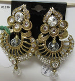 Earrings 3051336 Indian Designer Earrings Golden CZ Stones Shieno Sarees