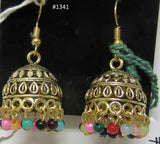 Earrings 3051341 Indian Designer Jhumka Earrings Golden Multi-color Shieno Sarees