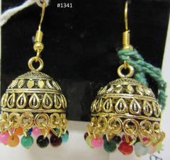 Earrings 3051341 Indian Designer Jhumka Earrings Golden Multi-color Shieno Sarees