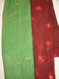 Scarf 317 Tie Dye Red Chiffon Dupatta Chunni Shawl Wrap Shieno