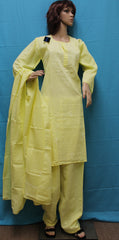 Suit 3195 Lemon Yellow Cotton Salwar Kameez Dupatta Shieno
