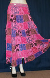 Skirt 3241 Pink Blue Printed Crepe  Full Skirt Shieno