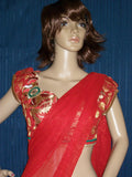 Choli 3274 Red Golden Jamawar Saree Blouse Medium Choli Shieno