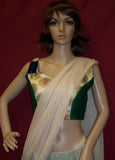 Choli 3276 Green Golden Jamawar Silk Saree Blouse Medium Choli Shieno