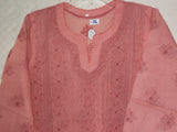 Blouse 032 Cotton Peach Hand Embroidered Tunic Top Kurti Small Size